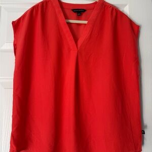 Banana Republic Bright Red V-Neck Blouse